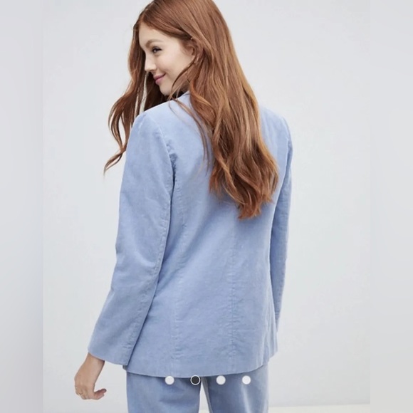 ASOS Blue Double Breasted Corduroy Blazer - Picture 3 of 6